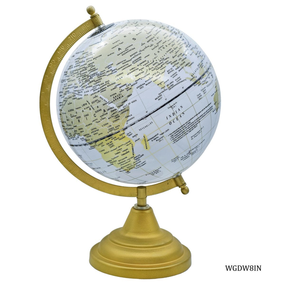 jags-mumbai World Globe World Globe Decosative White Matel Base 8 Inch