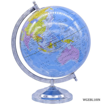 World Globe Educational Blue Silver Base 10 Inch