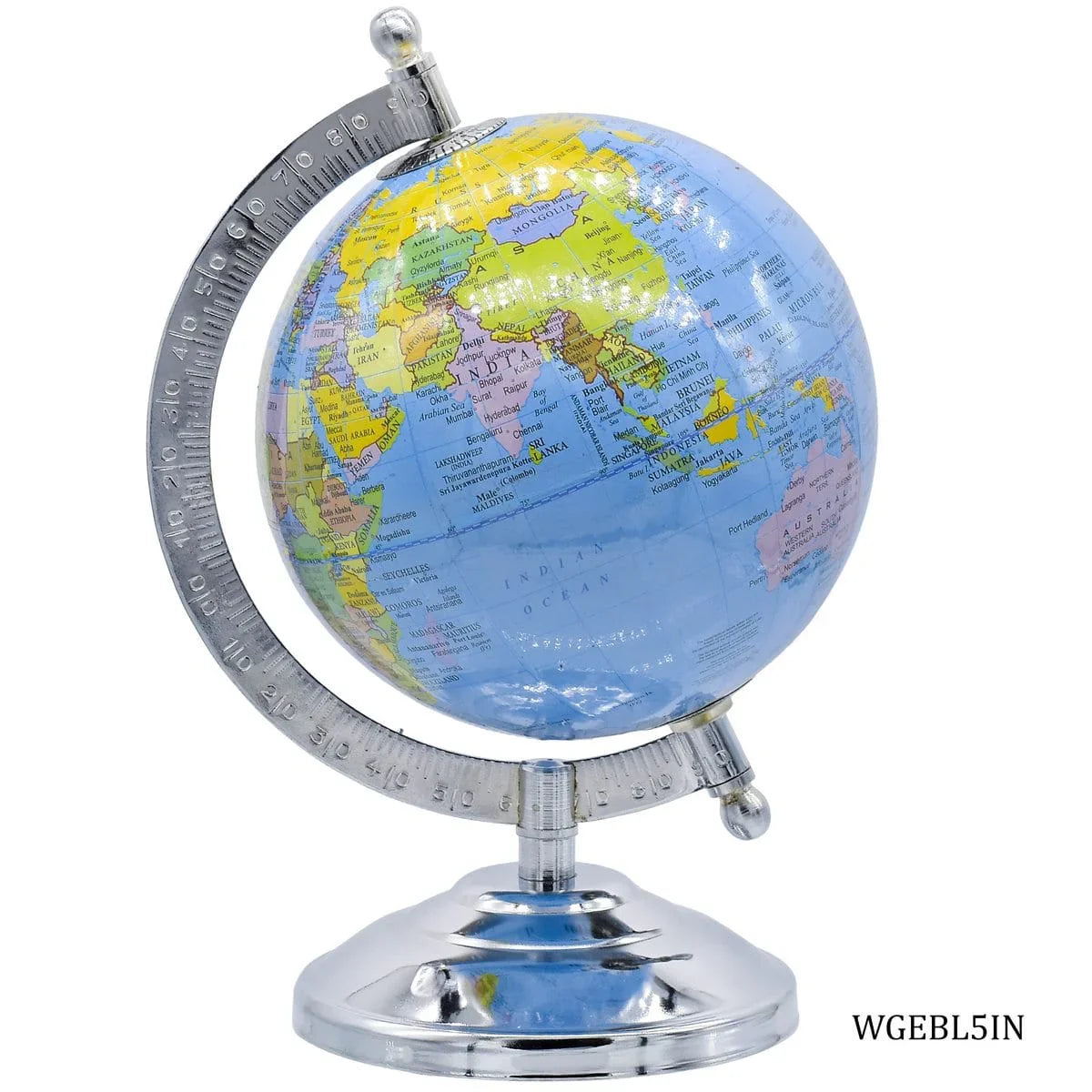 World Globe Educational Blue Silver Base 5 Inch
