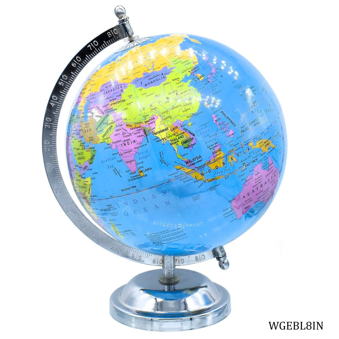 jags-mumbai World Globe World Globe Educational Blue Silver Base 8 Inch