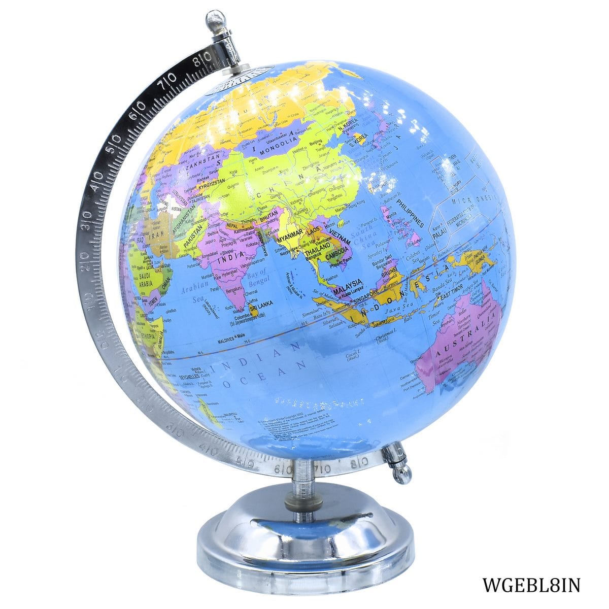 jags-mumbai World Globe World Globe Educational Blue Silver Base 8 Inch