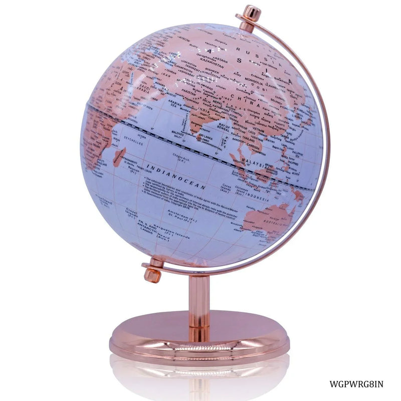 jags-mumbai World Globe World Globe Prime 8 Inch White Rose Gold WGPWRG8IN