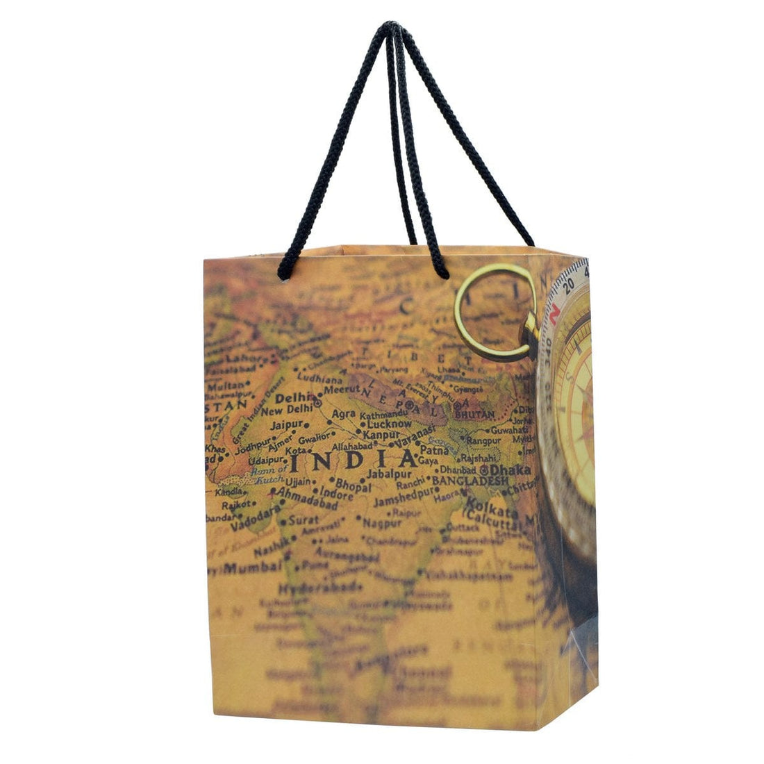 jags-mumbai Paper Bags Jags Paper Bag Small (A5) Vintage Map India A5 JPBS00 Pack of 12 Pcs