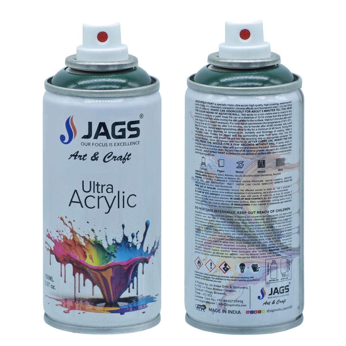 jags-mumbai Paint & Colours Jags Spray Ultra Green Acrylic 150ml  (JSUA6005)