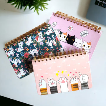 jai ambe novelties Fancy Diary Cute meow themed spiral TO-DO planner- 50-65 sheets