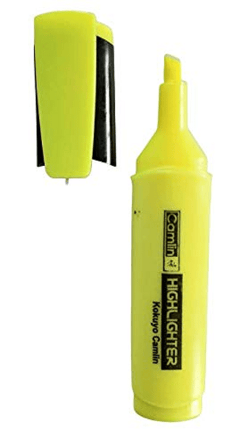 Camlin Kokuyo Highlighter Pen - Yellow, Contain 1 Unit