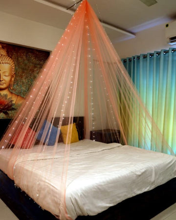 Kashvi Traders (MUMBAI) Decoration Time! Tent decoration net Peach Bedroom decor net (Big size)