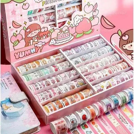 Kashvi Traders (MUMBAI) Journaling Supplies Kawaii decorative paper tape | Pack of 10 Tape roles |