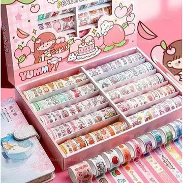 Kashvi Traders (MUMBAI) Journaling Supplies Kawaii decorative paper tape | Pack of 10 Tape roles |