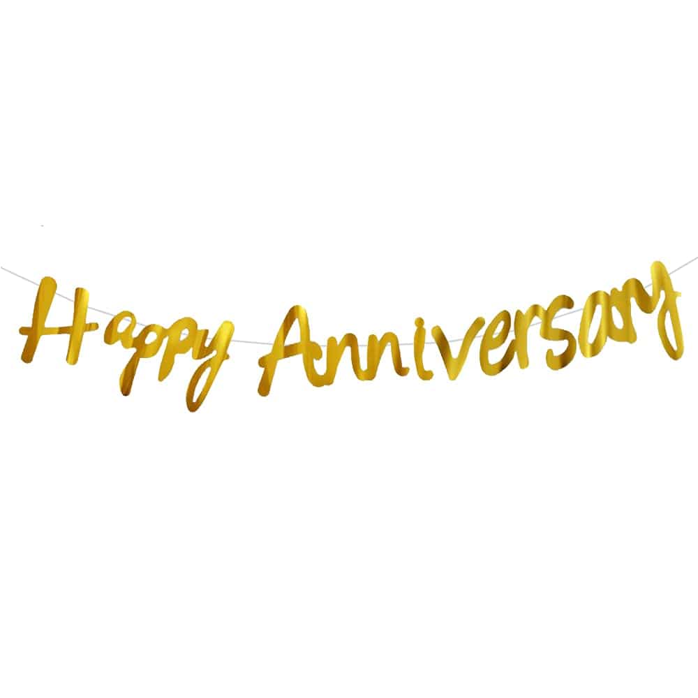 Kashvi Traders (MUMBAI) Party & Celebration gold cursive writing Happy Anniversary banner