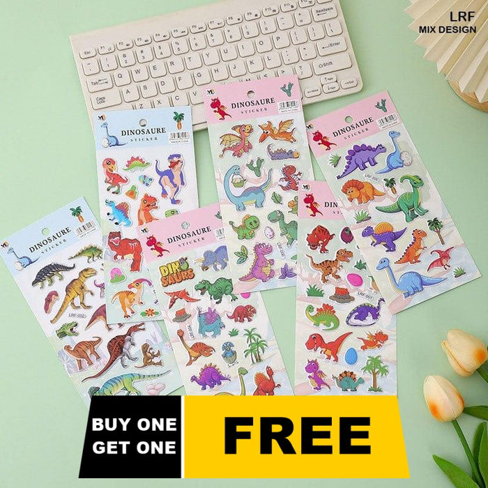 (Buy 1 Get 1 Free) Fun Dinosaur Stickers for Journaling & Crafts (1 Sheet)