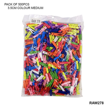 Ravrai Craft - Mumbai Branch wooden clips Medium Size Colourful Wooden Clips(3.5Cm 500Pcs)
