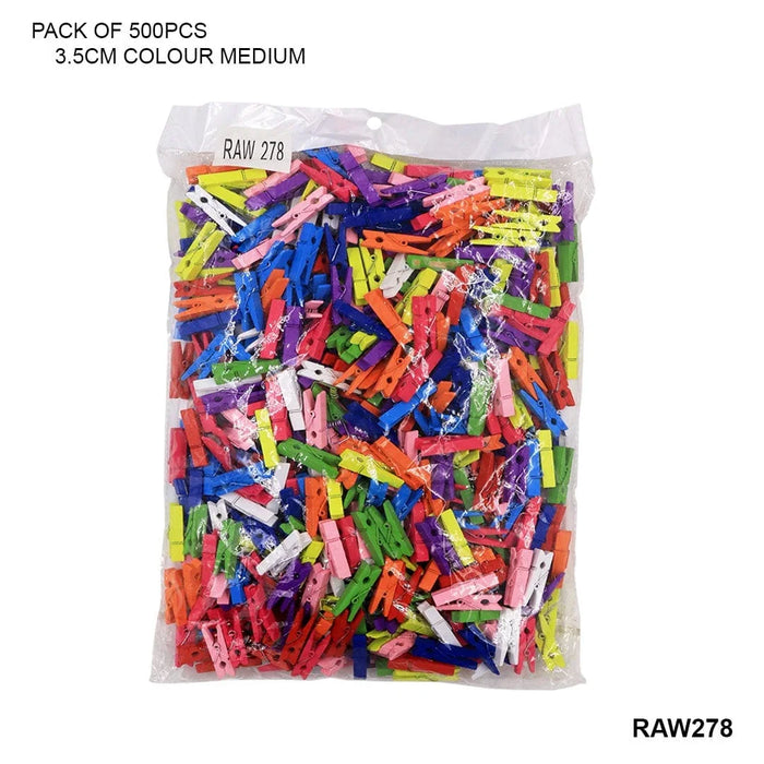 Medium Size Colourful Wooden Clips 3.5Cm (500Pcs) Pack Of 1