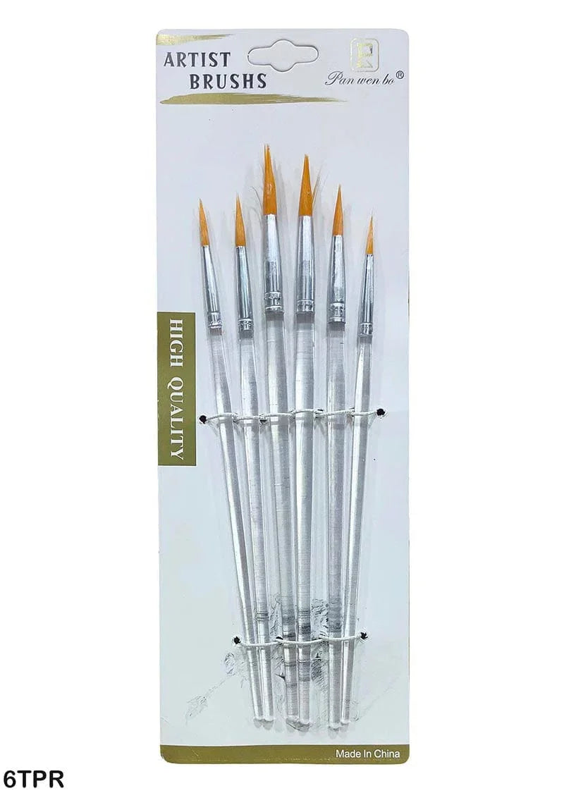 Precision Round Tip Paint Brush Set - 6 Essential Sizes