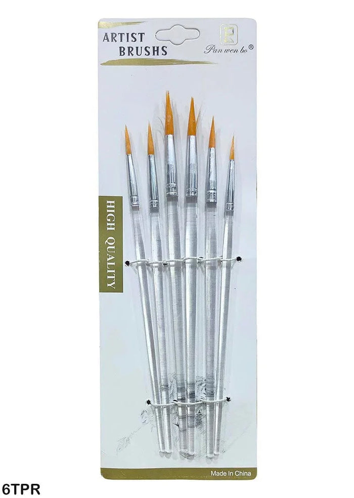 Precision Round Tip Paint Brush Set - 6 Essential Sizes