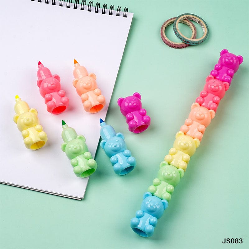 MG Traders 1 Highlighters Js083 Highlighter Teddy Shape 6 Color