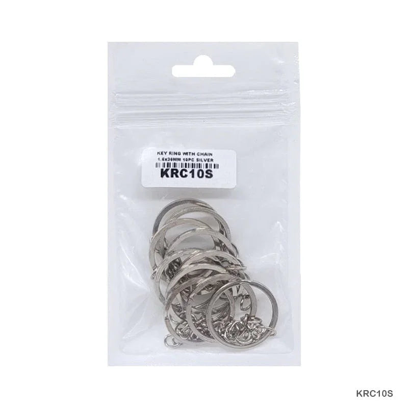 MG Traders 1 Jewellery Krc10S Key Ring With Chain 10Pc Silver 1.6X30Mm