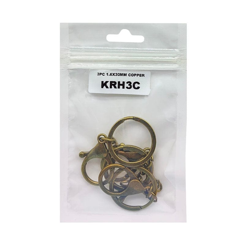 MG Traders 1 Jewellery Krh3C Key Ring With Hook 3Pc Copper 1.6X30Mm