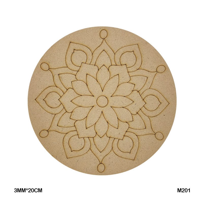 MG Traders 1 MDF M201 Mdf Cutout Round Mandala Engrave 3Mm*20Cm