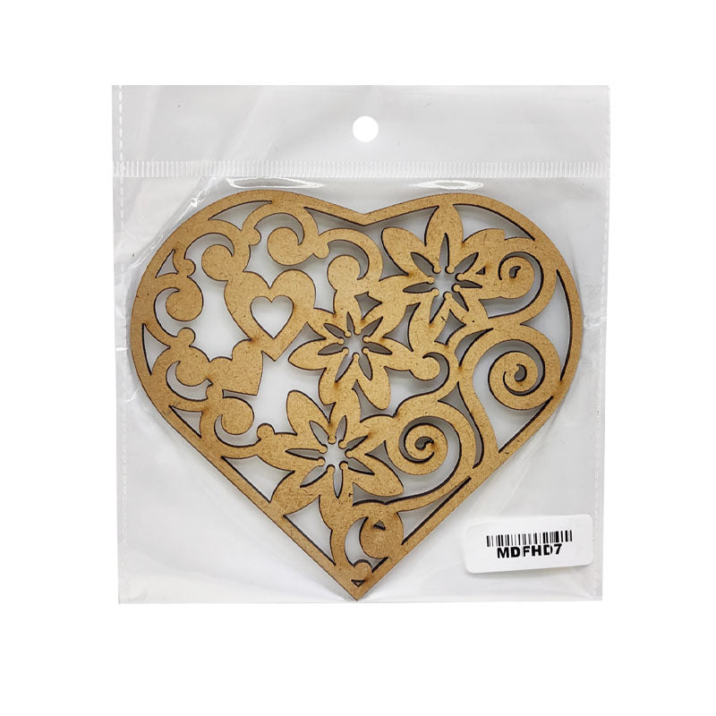 MG Traders 1 MDF Mdf Cutout Heart Design 5 Inch (Mdfhd7)