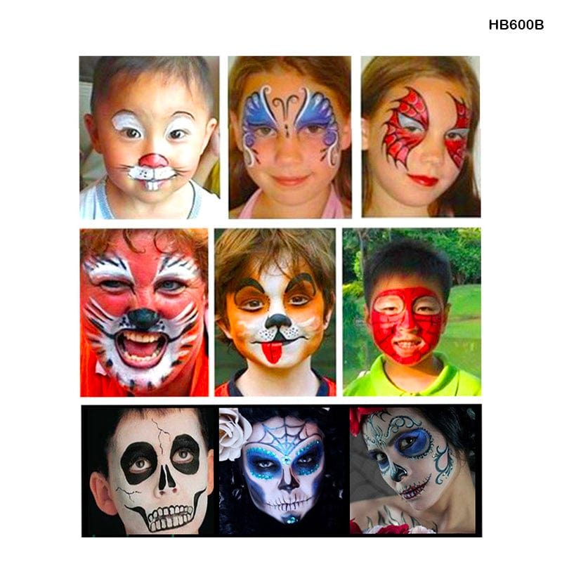 MG Traders 1 Metal Box Face Paint Stick 6 Neon Color Push-Up (Hb600B)
