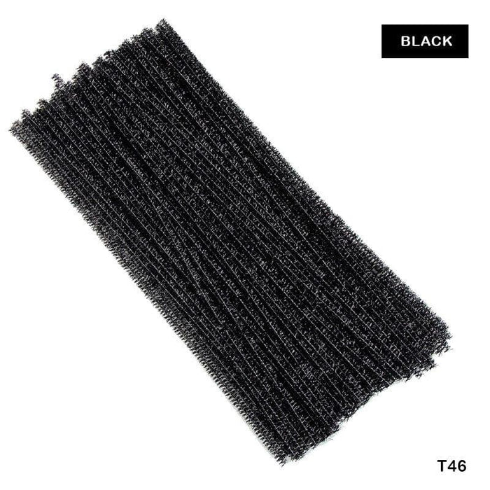 Black Glitter Pipe Cleaners - 100 Count Sparkly Craft Stems