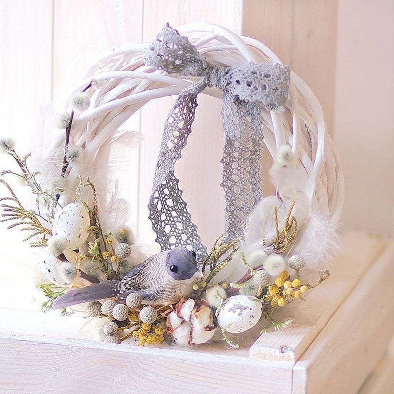 MG Traders 1 Other material Rww15 Ring Wreath Rattan Wicker White Diy 15Cm