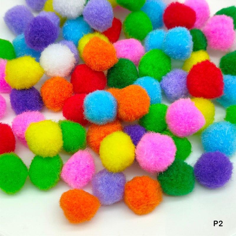 MG Traders Pompom & Pipe cleaner Pompom Plain 2Cm Midium Multi Color 500 Pcs (P2)