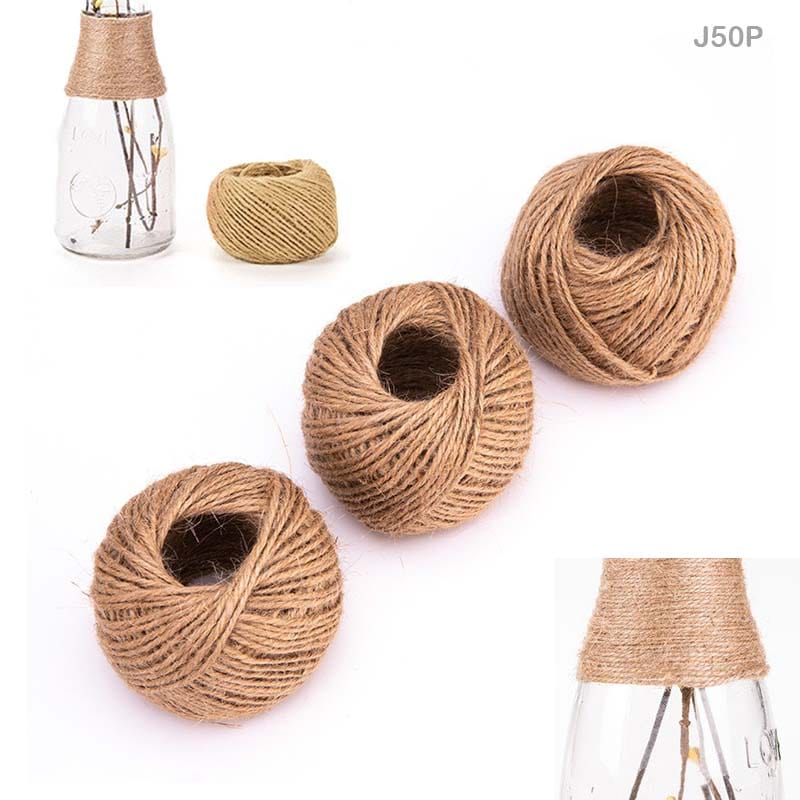 MG Traders Rope & Lace Jute Thread 50Mtr Plain 9 Pcs (J50P)