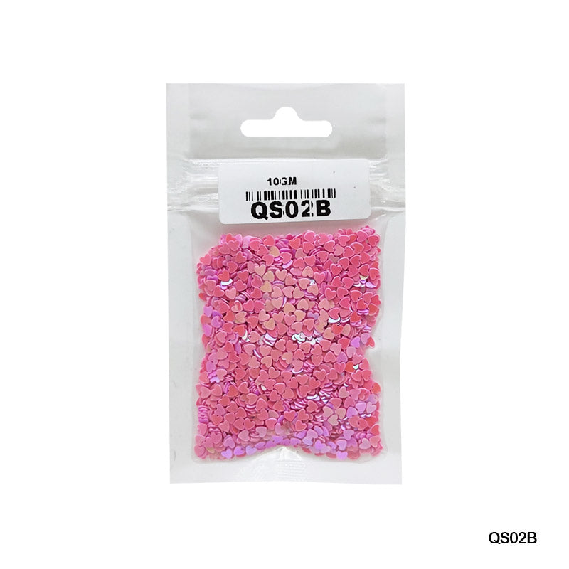 MG Traders 1 Sequin Qs02B Heart 3Mm Pink 10Gm Sequins