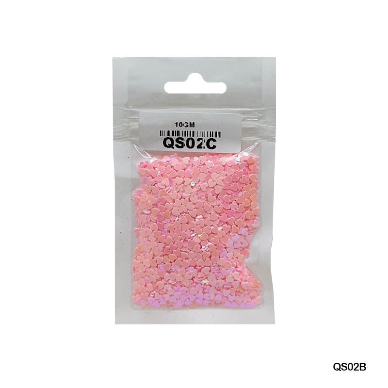 MG Traders 1 Sequin Qs02C Heart 3Mm Baby Pink 10Gm Sequins