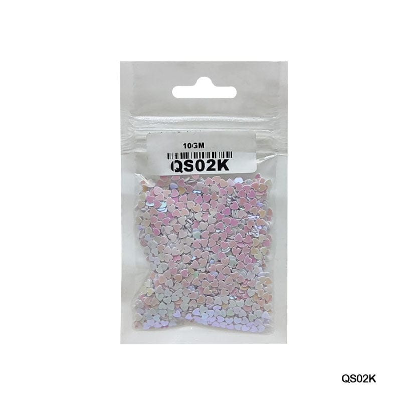 MG Traders Sequin Qs02K Heart 3Mm White 10Gm Sequins