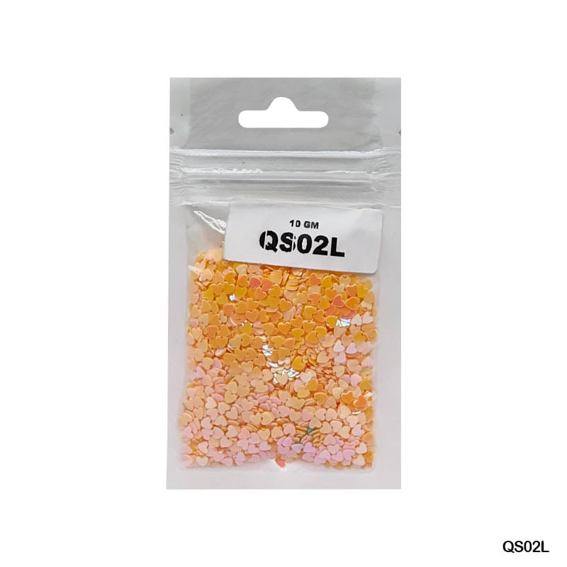 MG Traders Sequin Qs02L Heart 3Mm D L Peach 10Gm Sequins