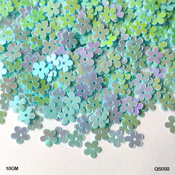 Flower 7Mm Sea Green1 10Gm Sequins     Code  Qs05B