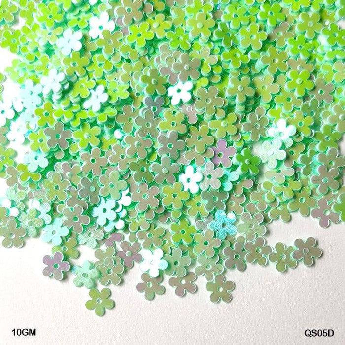 Flower 7Mm Sea Green 10Gm Sequins     Code  Qs05D