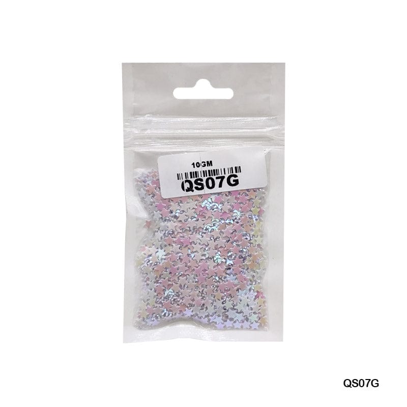 MG Traders 1 Sequin Qs07G Star 3Mm Sea White 10Gm Sequins