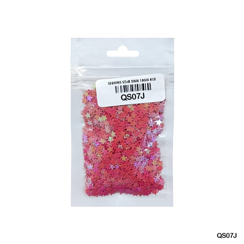MG Traders 1 Sequin Qs07J Star 3Mm Red 10Gm Sequins