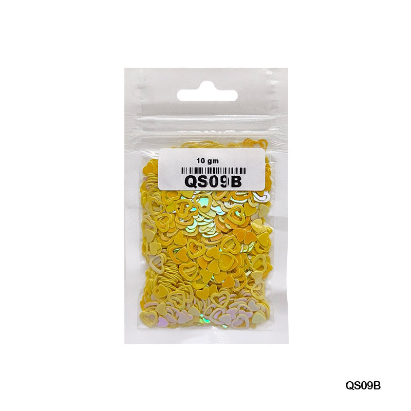MG Traders 1 Sequin Qs09B Heart H 6Mm Yellow 10Gm Sequins