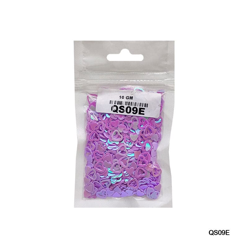 MG Traders Sequin Qs09E Heart H 6Mm Purple 10Gm Sequins