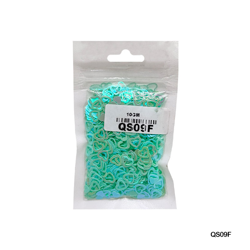 MG Traders 1 Sequin Qs09F Heart H 6Mm Green 10Gm Sequins