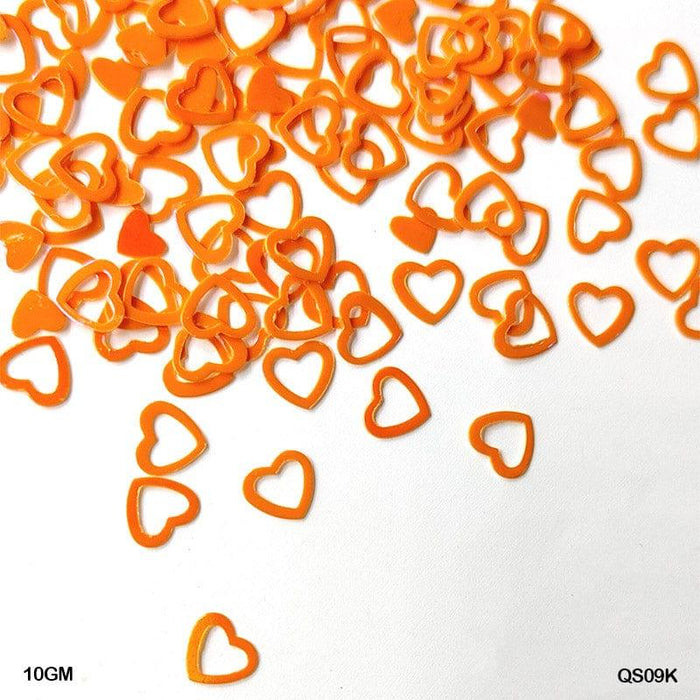 Heart H 6Mm Orange 10Gm Sequins     Code  Qs09K
