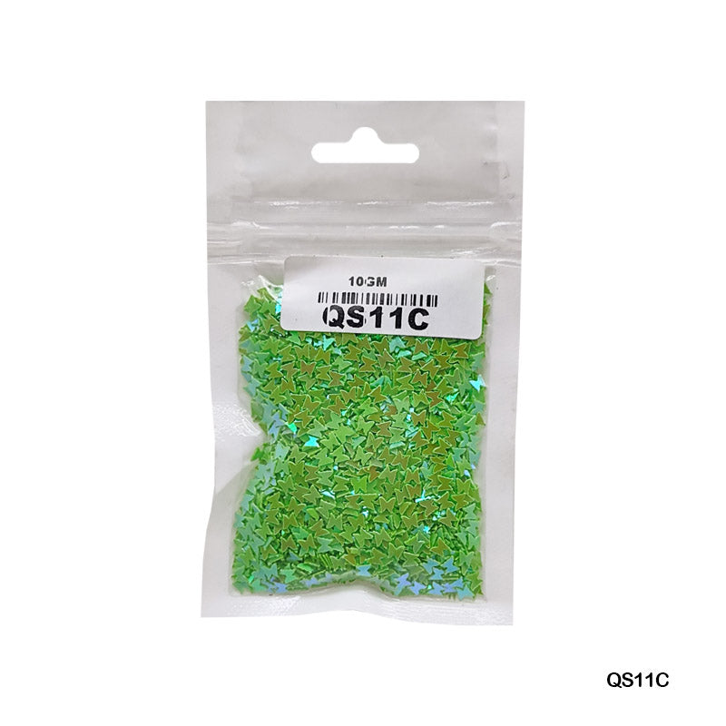 MG Traders 1 Sequin Qs11C Butterfly 3Mm Green 10Gm Sequins