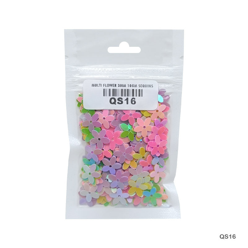 MG Traders 1 Sequin Qs16 Multi Flower 10Mm 10Gm Sequins