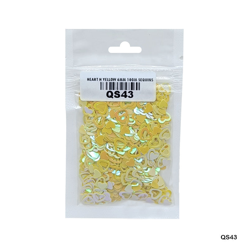 MG Traders 1 Sequin Qs43 Heart H Yellow 6Mm 10Gm Sequins