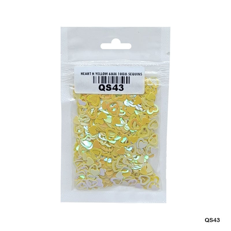 MG Traders 1 Sequin Qs43 Heart H Yellow 6Mm 10Gm Sequins