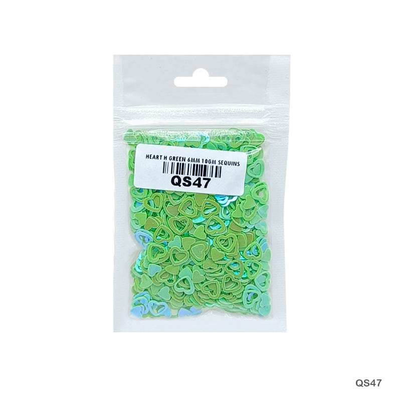 MG Traders 1 Sequin Qs47 Heart H Green 6Mm 10Gm Sequins