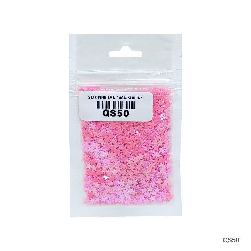 MG Traders 1 Sequin Qs50 Star Pink 3Mm 10Gm Sequins