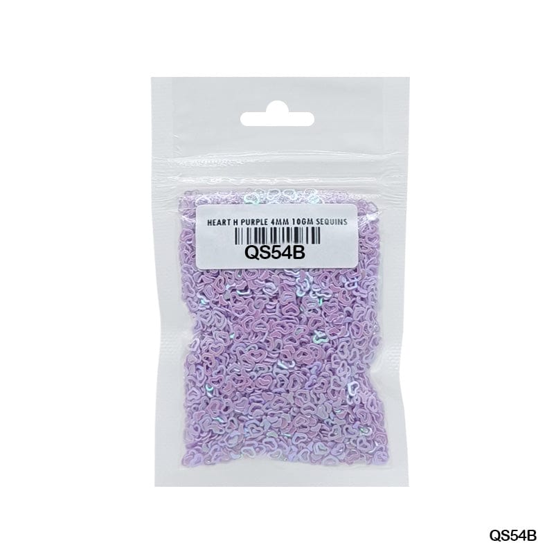 MG Traders 1 Sequin Qs54B Heart H Purple 4Mm 10Gm Sequins