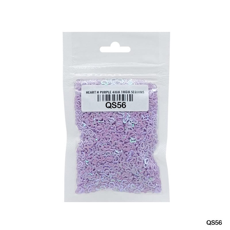 MG Traders 1 Sequin Qs56 Heart H Purple 4Mm 10Gm Sequins