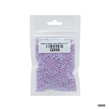 MG Traders 1 Sequin Qs56 Heart H Purple 4Mm 10Gm Sequins